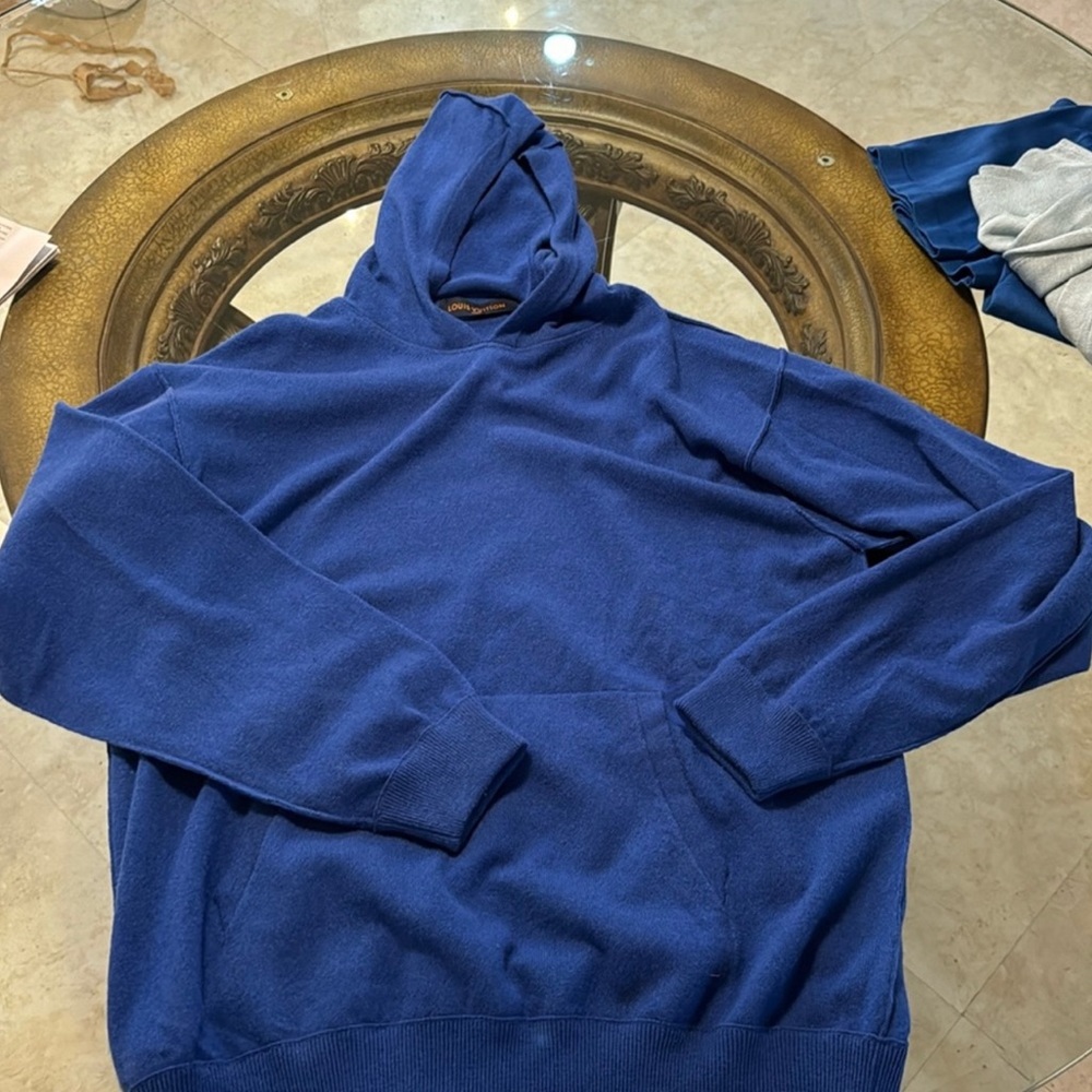 Louis Vuitton Printed Allover Hoodie Sweatshirt Size XXL Cashmere Like New
